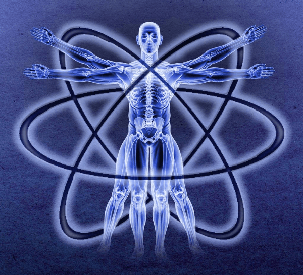Graphic showing an outline of a man depicting the flow of energy or chi around and through him
