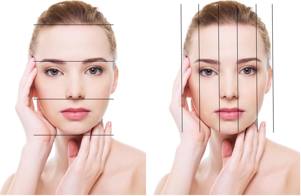 Photo showing facial symmetry on a beautiful woman's face