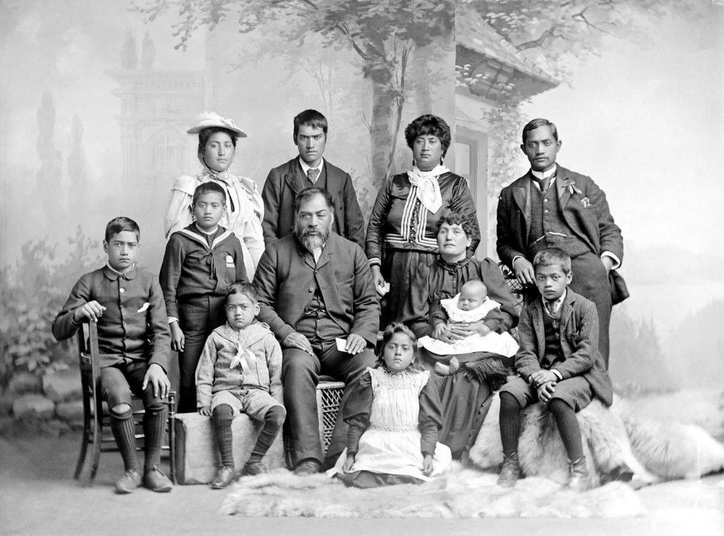 Black and white vintage group photo of a family